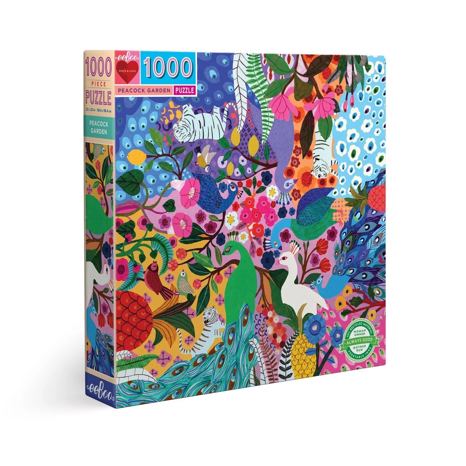 Eeboo Peacock Garden Puzzle - 1000 Piece 4 Eeboo Peacock Garden Puzzle - 1000 Piece - Image 2