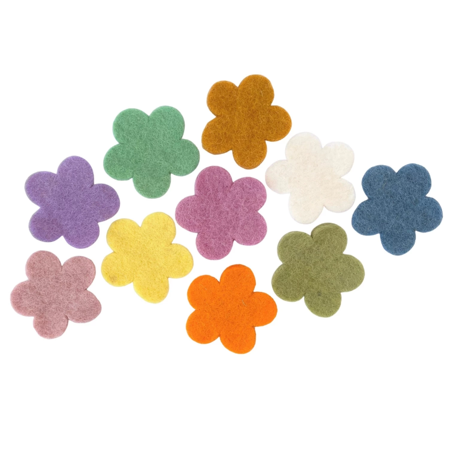 Mini Felt Flowers - Set Of 10 3 Mini Felt Flowers - Set Of 10
