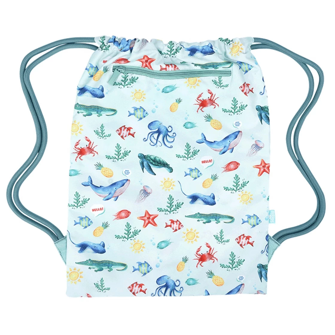 Large Library/swimming Drawstring Bag; Sea Creatures 4 Large Library/swimming Drawstring Bag; Sea Creatures - Image 2