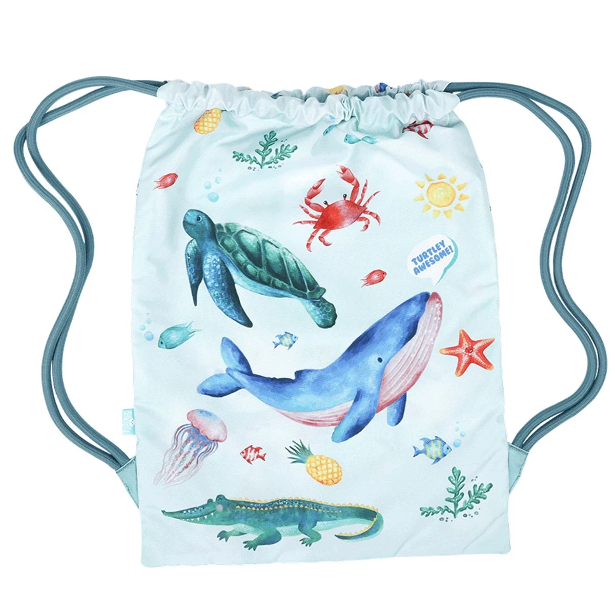 Large Library/swimming Drawstring Bag; Sea Creatures 3 Large Library/swimming Drawstring Bag; Sea Creatures