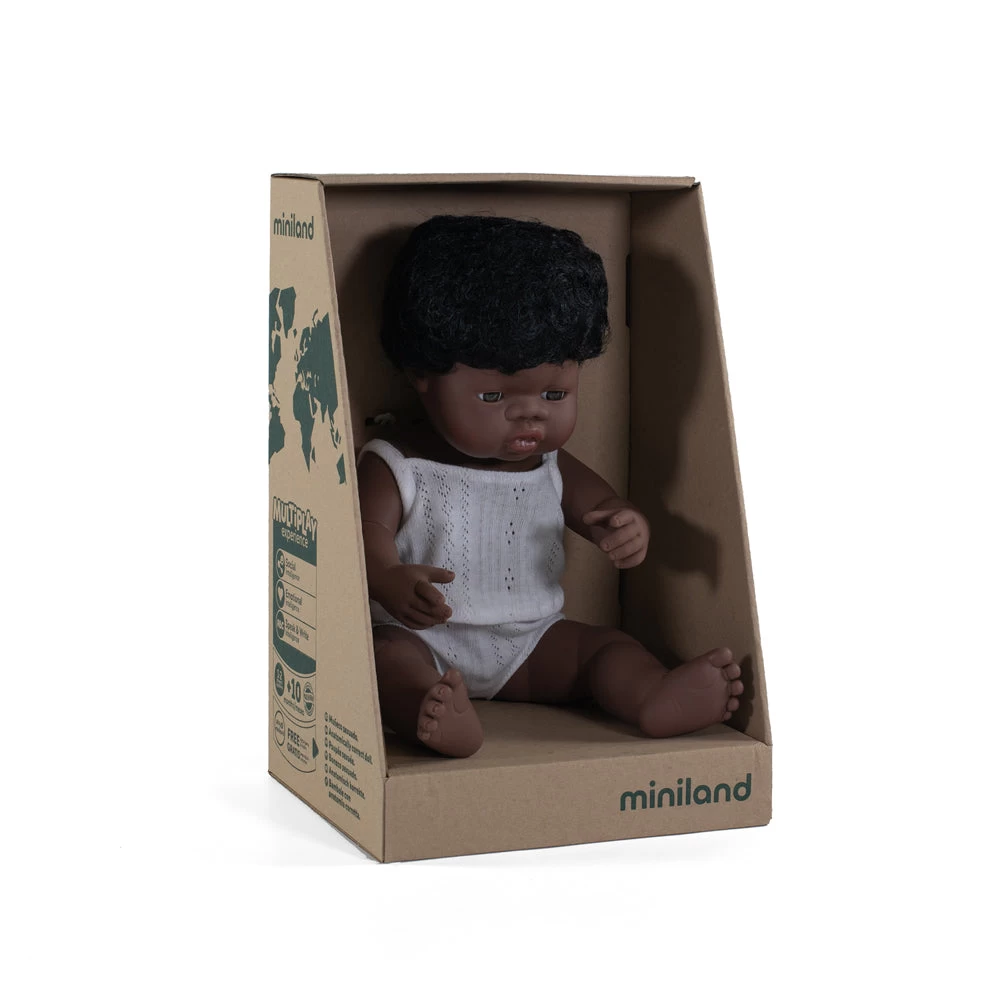 Miniland African Boy Doll - 38cm 4 Miniland African Boy Doll - 38cm - Image 2