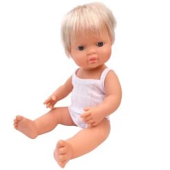 Miniland Caucasian Blonde Hair Boy Doll - 38cm