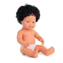 Miniland Caucasian Black Hair Boy Doll - 38cm