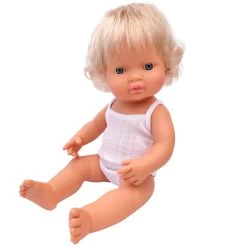 Miniland Caucasian Blonde Hair Girl Doll - 38cm